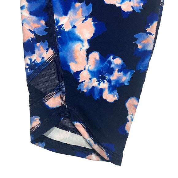 Old Navy Active Workout Leggings Blue Floral Pattern Women's Size XL - Picture 6 of 9